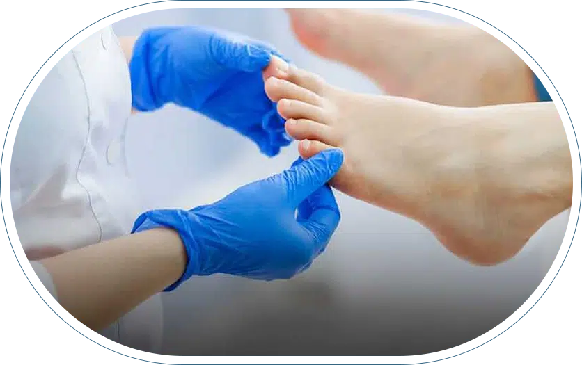 Podiatrist providing patient with diabetic foot care.